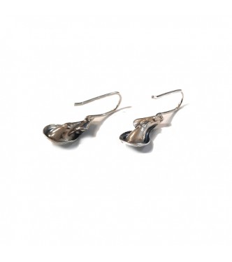 E000785 Genuine Sterling Silver Earrings Flowers On Hook Solid Hallmarked 925 Handmade